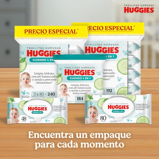 Toallitas húmedas Huggies Cuidado 4 en 1, 48 uds